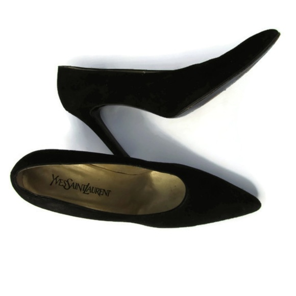 Yves Saint Laurent Black Suede Pumps 9N - Picture 1 of 3